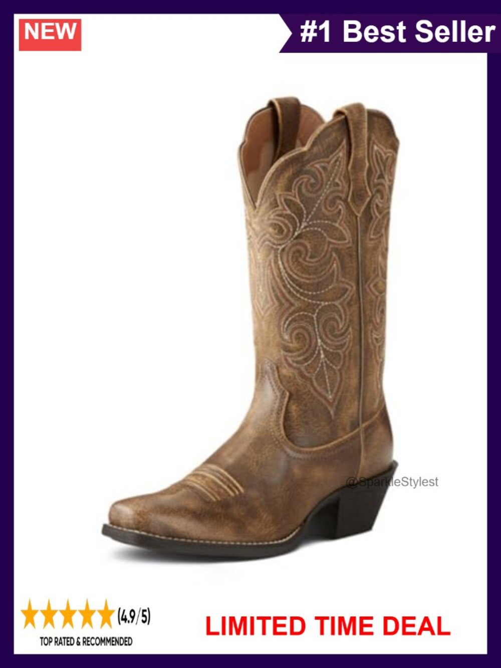 Ariat Round Up Square Toe Western Boot Full-Grain Leather